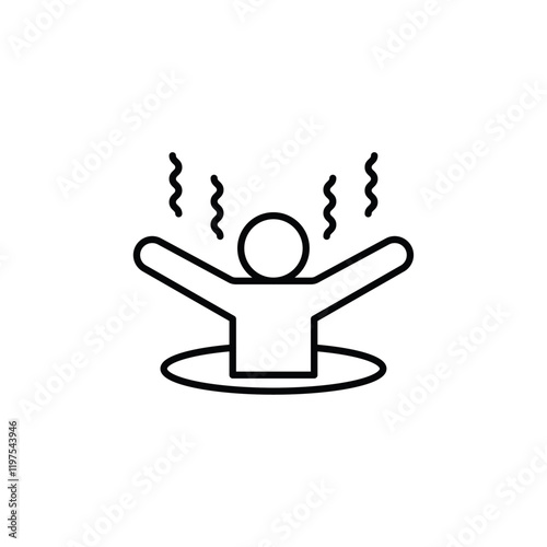 Man relaxing in jacuzzi icon Flat fill set collection