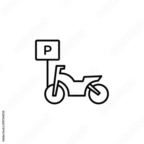 motorbike parking icon Flat fill set collection