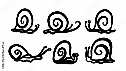 snail clip art vector illustrations Isolated on white. Hand drawn elements simple design for versatile use