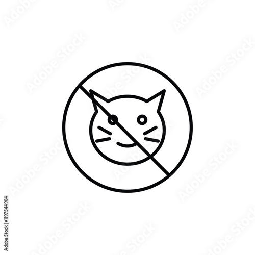 No cats allowed icon Flat fill set collection