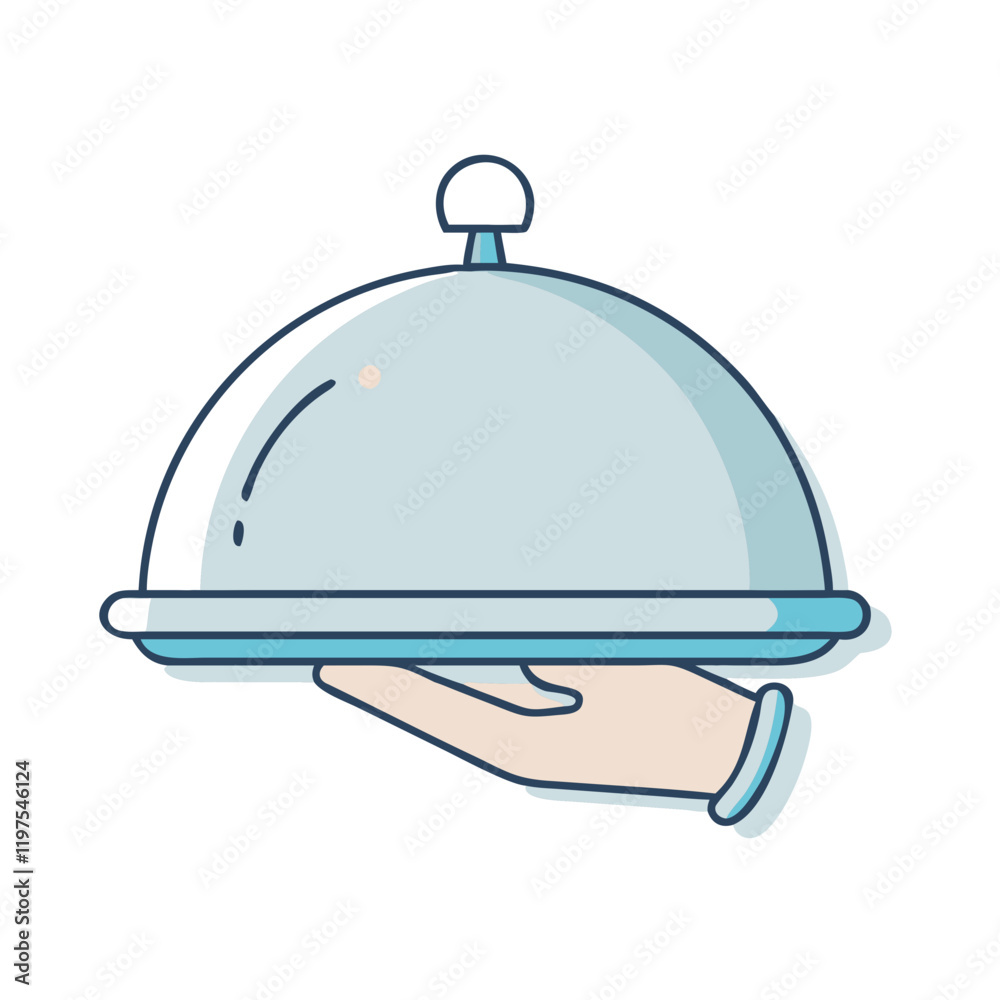 Fototapeta premium fine dining cloche covered dish icon