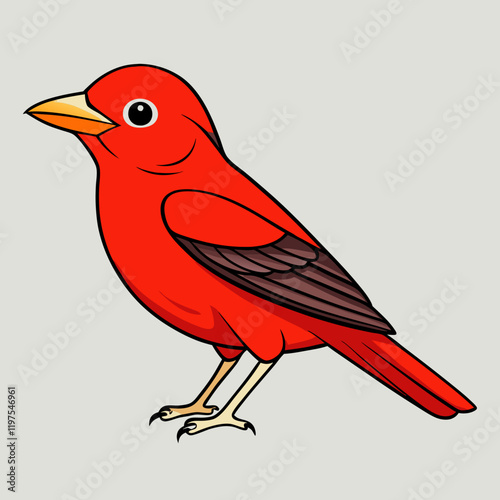 scarlet tanager bird on branch