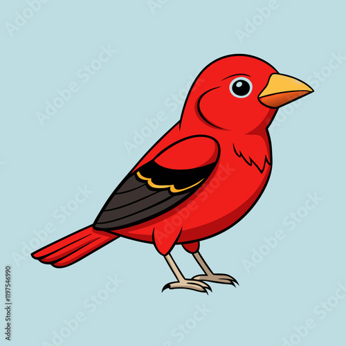 scarlet tanager bird on branch