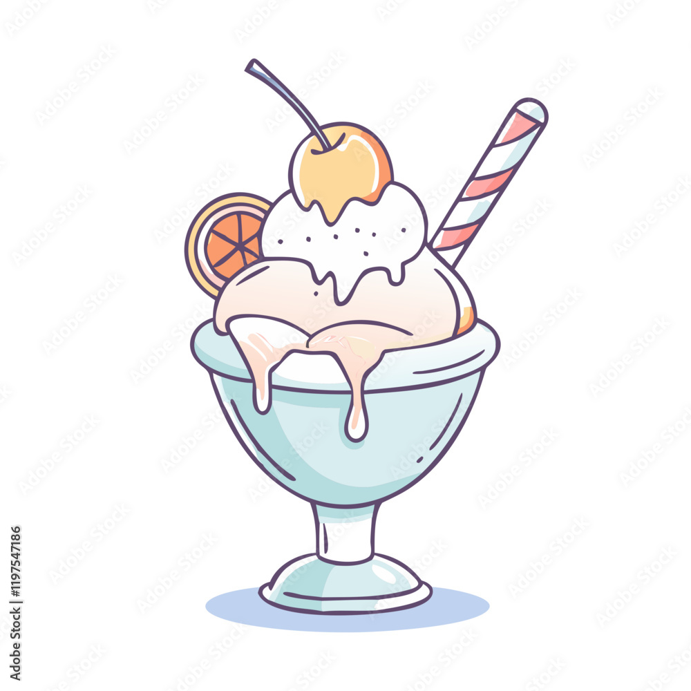 ice cream sundae icon, ice cream sundae vector illustration-simple illustration of ice cream sundae, perfect for ice cream sundae logos and themed design 