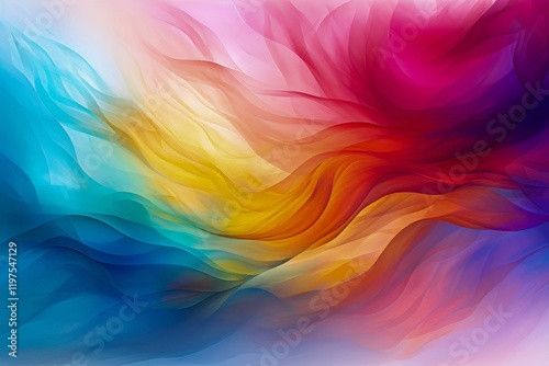 Vibrant abstract waves with flowing colors in a dynamic composition