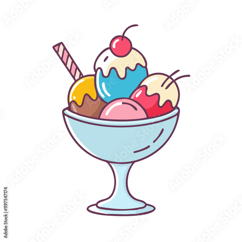 ice cream sundae icon, ice cream sundae vector illustration-simple illustration of ice cream sundae, perfect for ice cream sundae logos and themed design 