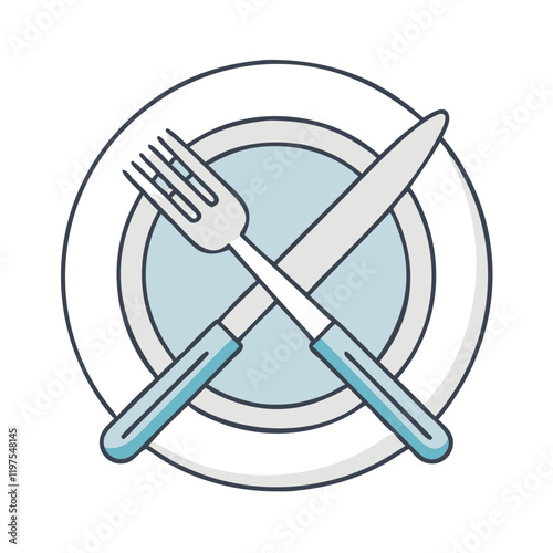plate with knife and fork crossed  icon