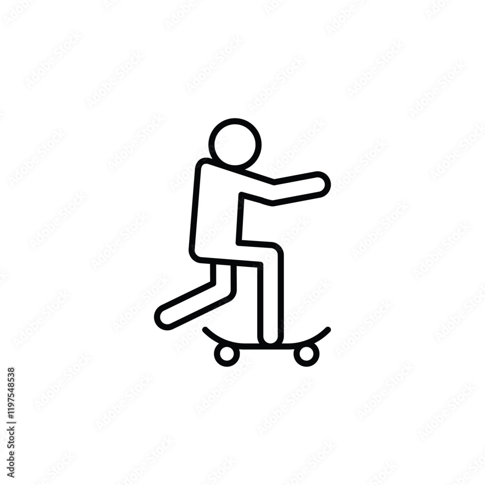 skateboarding icon Flat fill set collection