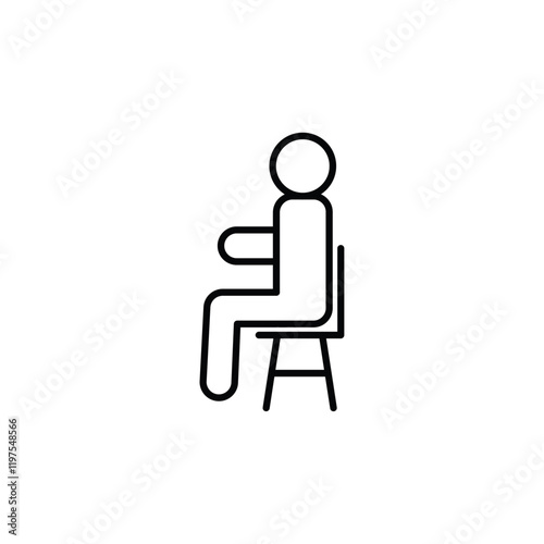 Sitting icon Flat fill set collection