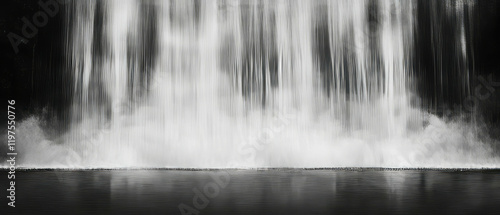 Captivating long exposure of smooth waterfall motion against a dark backdrop