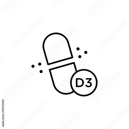 Vitamin D3 icon Flat fill set collection