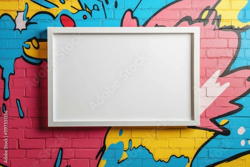 Vibrant urban backdrop featuring blank canvas ready for creativity and artistic expression at a lively street art location