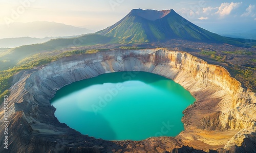 Richly Colored Emerald Lakes Encircled by Ashen Volcanic Soil and Eruptive Formations