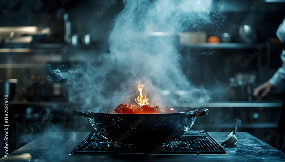 chef preparing a gourmet dish in a high-end kitchen, fresh and luxurious food photography concept - chef preparing a gourmet dish in a high-end kitchen, fresh and luxurious food photography concept -