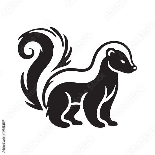 Majestic skunk silhouette for modern creative purposes - Skunk black vector
