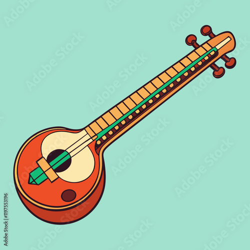 sitar isolated on white