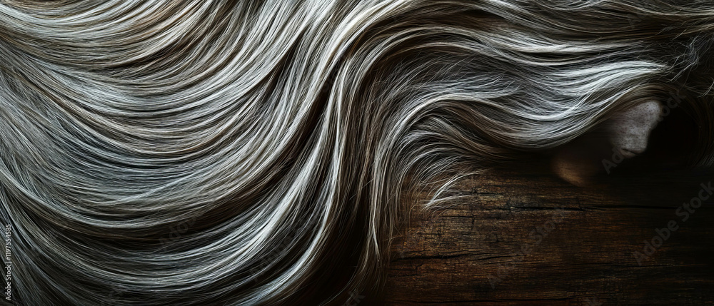 Nature's elegance expressed through flowing hair and wood grain textures Nature's elegance expressed through flowing hair and wood grain textures