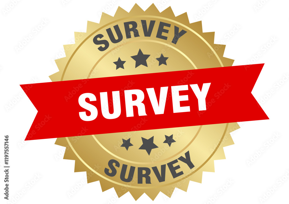 Obraz premium survey. survey round red and gold label isolated on transparent background