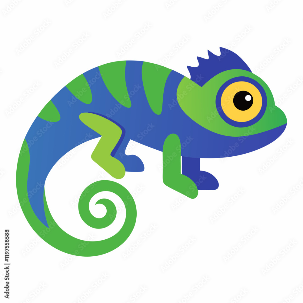 Fototapeta premium chameleon cartoon isolated on white