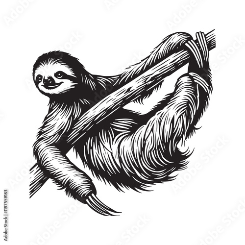 Fotografía Creative sloth silhouette for innovative digital uses - Sloth illustration - min