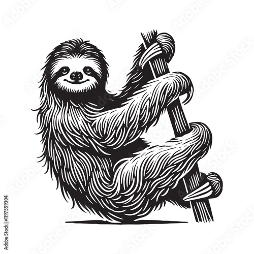 Minimalistic sloth silhouette for modern creative applications - Sloth black vector
