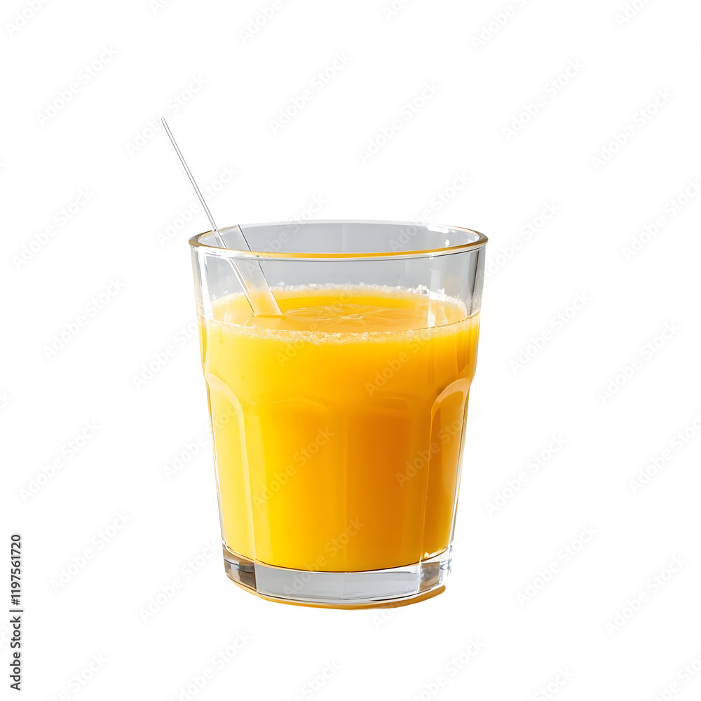 Glass of orange juice transparent straw Glass of orange juice transparent straw