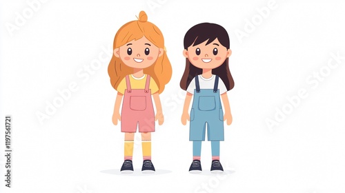 Centered Wide Angle Child Girls Avatar Composition for Creative Projects