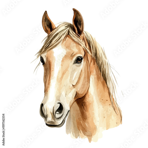 A watercolor illustration of a horse, isolated on a white background. Horse vector.
