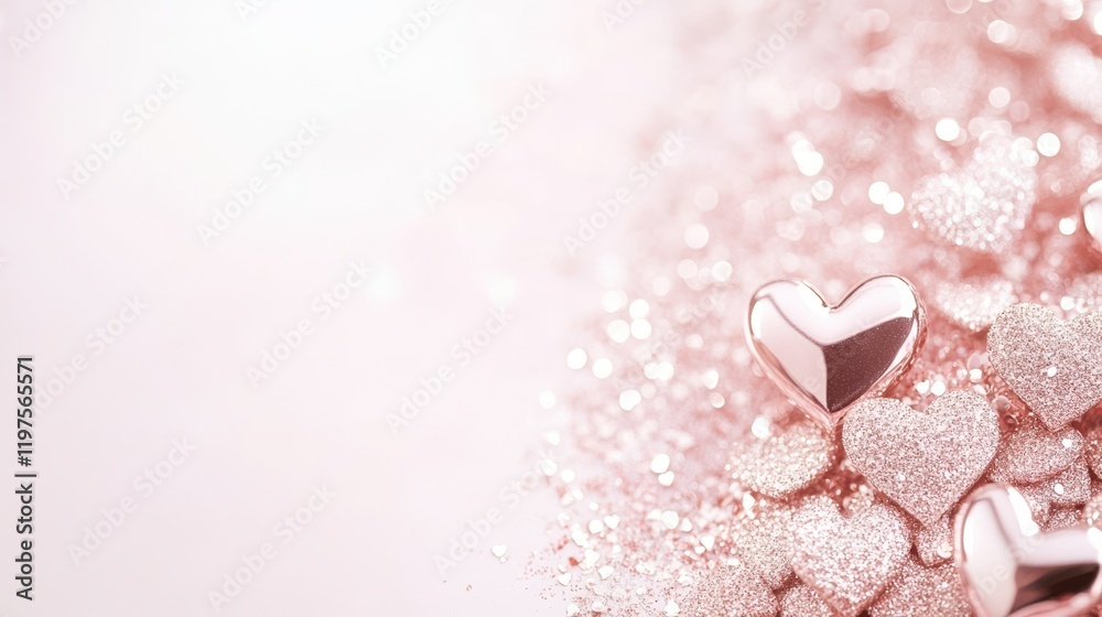 Fototapeta premium A cascade of vibrant hearts dances across a soft pink canvas, embodying the essence of love and affection this Valentine's Day.