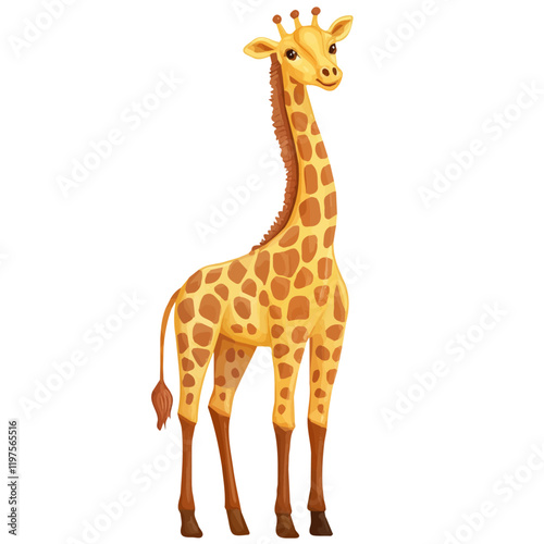 A watercolor drawing of a giraffe, isolated on a white background. Giraffe vector.
