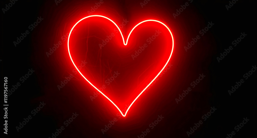 red neon heart on the wall