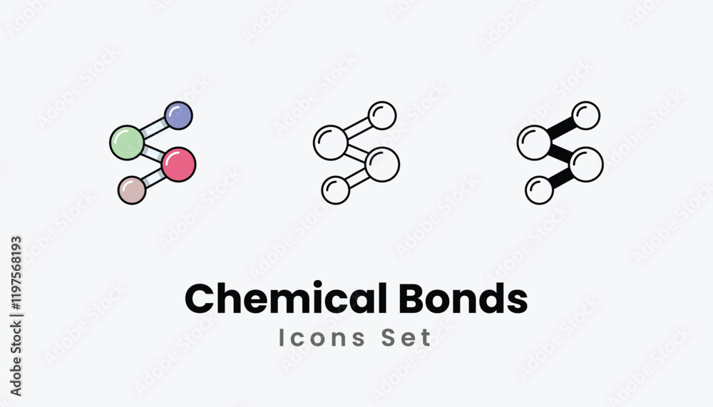 Chemical Bonds Icons thin line and glyph vector icon stock illustration Chemical Bonds Icons thin line and glyph vector icon stock illustration