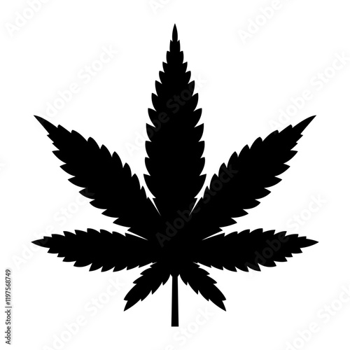 Marijuana cannabis hemp leaf icon for apps, websites, isolated transparent background.