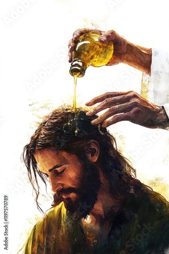 Symbolic image of Christ’s anointing with oil.
 photo