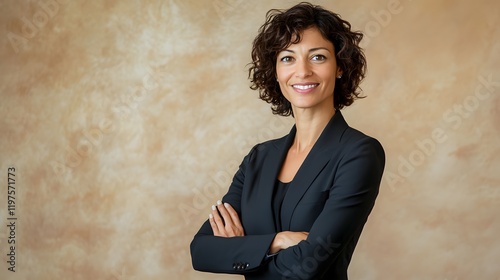 Confident Businesswoman Portrait Smiling With Arms Crossed photo