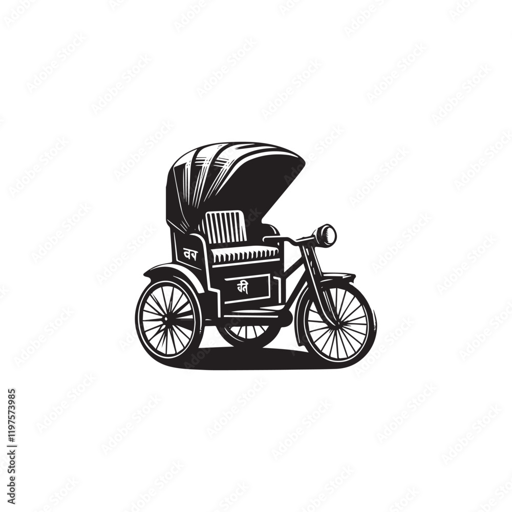 Fototapeta premium Rickshaw icon vector design symbol art illustration.