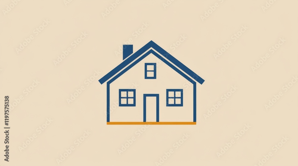 Simple Line Art House Illustration - Classic Architectural Design