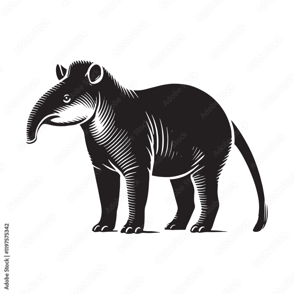 Fototapeta premium Detailed takin silhouette for unique media applications - Takin black vector 