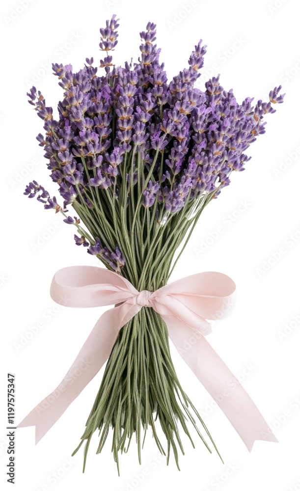Naklejka premium PNG Lavender bunches ribbon arrangement botanical.