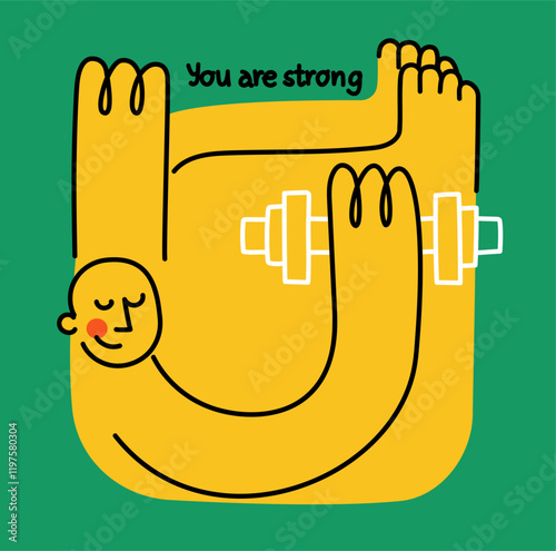 Mental health, psychology concept. Self love, mind care, help, acceptance. It's Ok to be sad. Cute disproportionate isolated character inscribed in a square, vector illustration