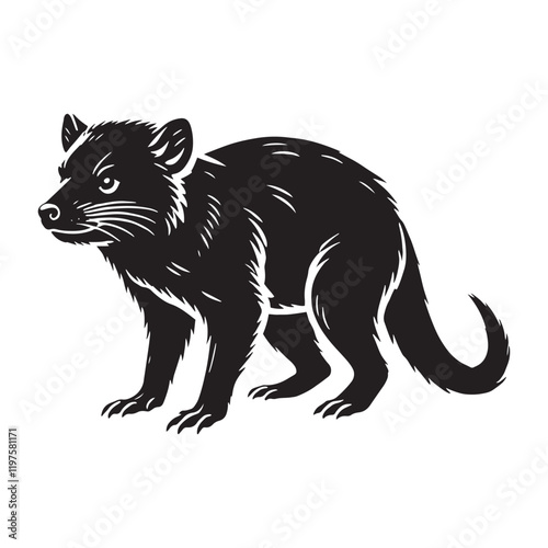 Bold Tasmanian Devil silhouette for creative design applications - Tasmanian Devil black vector
 photo