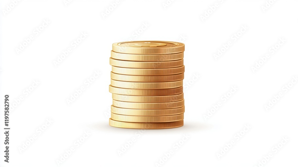 A stack of golden coins, symbolizing wealth, finance, and prosperity against a clean, white background. A stack of golden coins, symbolizing wealth, finance, and prosperity against a clean, white background.