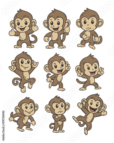 Cute Monkey Doodle Style Illustration