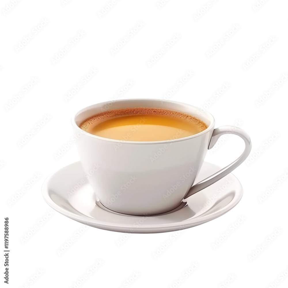 A steaming cup of tea in a white mug sits on a matching saucer on a transparent background perfect for adding to your design projects A steaming cup of tea in a white mug sits on a matching saucer on a transparent background perfect for adding to your design projects