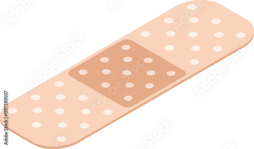 Beige adhesive bandage featuring white dots, covering a wound while providing essential first aid treatment and protection for effective healing and recovery