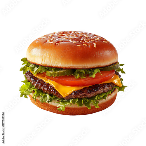 Wallpaper Mural Fresh delicious burger isolated on a transparent background. Torontodigital.ca