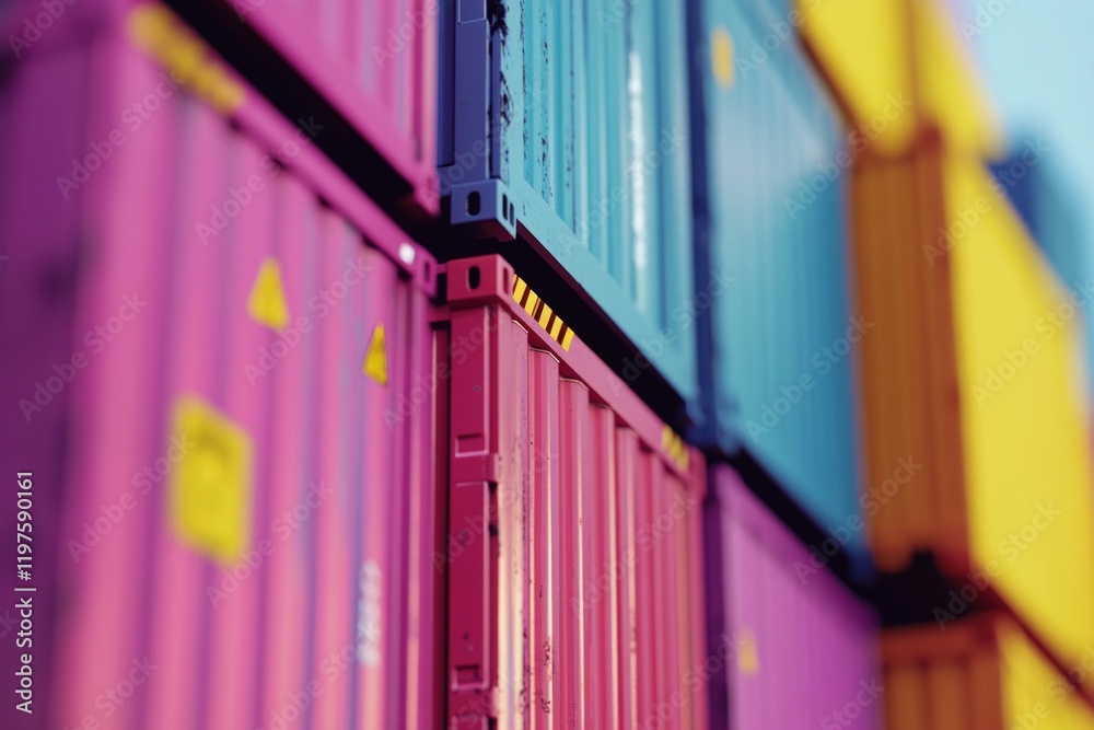 Fototapeta premium Colorful Shipping Containers Close Up