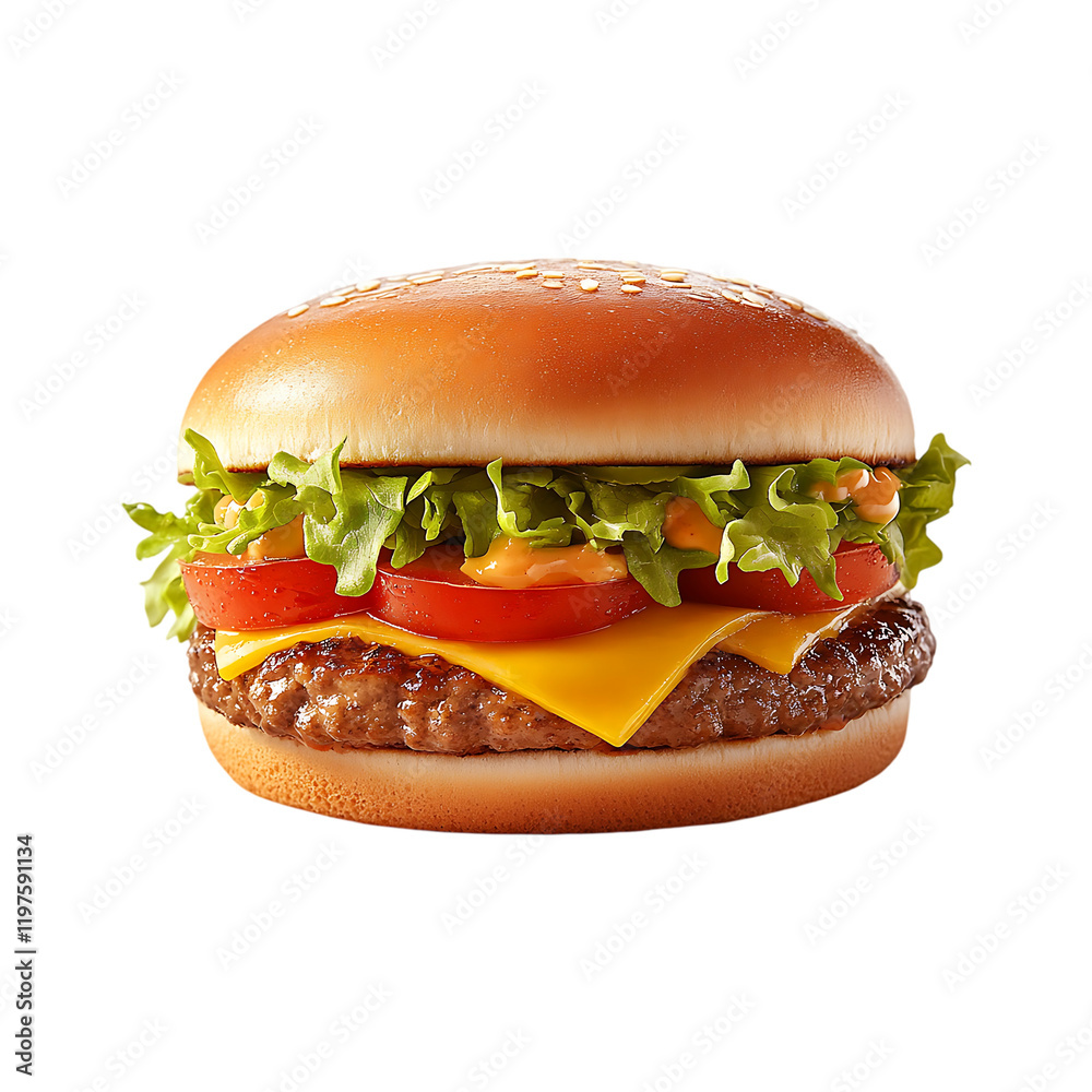 Fresh delicious burger isolated on a transparent background. Fresh delicious burger isolated on a transparent background.