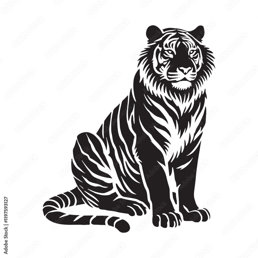 Fototapeta premium Stylish tiger silhouette for creative artistic projects - Tiger illustration - minimallest tiger vector 
