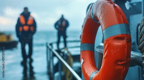 Safety measures on a ship during inclement weather at sea